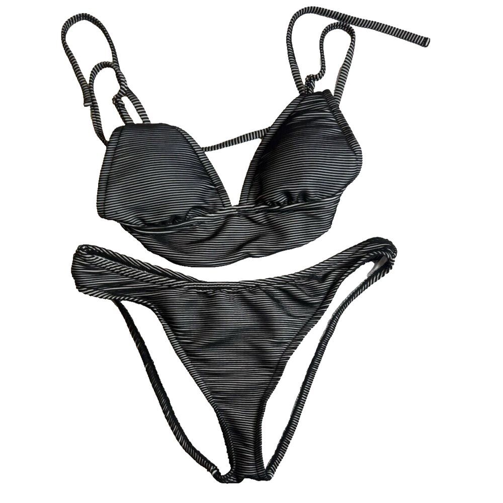 Shade & Shore Black and White Stripe‎ Textured Swim Suit Size M